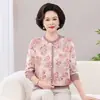 Blusa top de algodão tricotado de outono para mãe de meia-idade, nova e estilosa, de corte solto, com gola redonda e mangas compridas, para mulheres de meia-idade e idosas