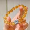 Pulseira de Prata de Lei 925 10-11mm Cristal Amarelo Vítreo Natural de Alta Qualidade
