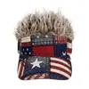 Gorra de peluca impresa de moda transfronteriza para hombre, gorra de béisbol de una sola pieza divertida de hip-hop europeo y americano para exteriores con peluca simulada y visera solar