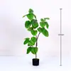 Ficus Lyrata Artificial para Interiores, Planta Decorativa Grande de Piso en Maceta para Hotel y Centro Comercial, Decoración Suave y Paisajismo