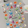 Pegatinas para uñas con diseño floral y de mariposas transfronterizas, diseños surtidos, lote mixto, 3D, diseños vibrantes de mariposas y flores, pegatinas de uñas DIY, estilo HG
