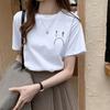 Camiseta de Manga Corta para Mujer 2025 Verano Estilo Coreano Estudiante Estampado de Letras Top Ropa para Mujer Una Pieza Venta al por Mayor Casual Versátil