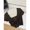 Cardigan de Verão Feminino Guangzhou Shisanxing em Malha Ice Silk Azul Claro de Manga Curta com Amarração na Cintura Afinando