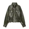 Venta Caliente Transfronteriza de AliExpress Nuevas Llegadas Primavera 2026 Ropa de Mujer Chaqueta de Efecto Piel Manga Larga Cuello Alto Ceñida a la Cintura 4749706