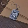 Colgante de Mano Guanyin de Plata de Ley 999 Ciudad de Personas Inclinadas Collar para Hombres y Mujeres Tarjeta Colgante Retro de Plata Maciza para Pareja