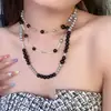 "Coleção de Colares de Pérolas em Camadas" Luxo Acessível e Design de Ponta Corrente para Suéter Moda Outono e Inverno Versátil