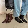 Botines Chelsea Versátiles Adelgazantes Franceses de Piel de Cordero 2026 Otoño/Invierno Tacón Medio Grueso Punta Cuadrada Piel Genuina Botines Profesionales para Mujer