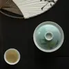 Sabendo que registro de montanha tigela de cobertura com cor sobreglaze antigo esmalte verde oficial lírio pintado à mão tigela de chá de cerâmica conjunto de chá kung fu tigela