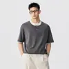 Camiseta Gris de Manga Corta de Lyocell Transpirable con Diseño Falso de Dos Piezas para Hombre, Nueva de Verano 2026, Corte Holgado