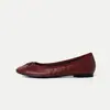 Zapatos planos de oveja de primera capa para mujer, nuevos modelos de otoño, zapatos de muñeca con lazo de cuero genuino y punta redonda, zapatos para madres