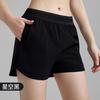 Pantalones Cortos Deportivos de Secado Rápido Falsos de Dos Piezas Primavera/Verano 2026 Nuevos Pantalones Cortos Deportivos de Tres Cuartos con Sensación de Piel Desnuda y Bolsillos para Correr y Fitness para Mujer