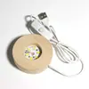 Luminária Noturna Luminosa Base de Madeira Maciça Atacado DIY Suporte para Lâmpada de Bola de Cristal Luz Quente Quadrado Luz Colorida Plástico Recarregável Suporte para Lâmpada