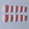 30 Peças de Unhas Postiças Rosa com Bolinhas Estilo Ins para Uso Diário Transfronteiriço, Formato Amêndoa com Delicados Designs Florais, Disponíveis para Atacado