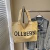 Bolsa de Lienzo con Arte de Letras para Mujer 2026 Nuevo Estilo Ins Moda Bolso de Hombro Único Bolso de Mano Tote Gran Capacidad Bolsa de Compras