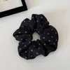 Scrunchie da moda estilo coreano com bolinhas na cor café, elástico de cabelo versátil para penteados de coque, elástico de cabelo para rabo de cavalo alto e baixo