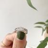 Presente de aniversário S925 Sterling Silver Estilo coreano mini Cool Fashion Double Layer Zircon Open Simple Ring para mulheres