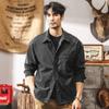 Camisa Americana Retro de Primavera para Hombre de Manga Larga Holgada Casual 2025 Nueva Marca de Moda Lavado Pesado Chaqueta Casual para Hombre