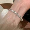 Pulsera y Anillo de Lujo Ligero Estilo Retro Francés con Diseño de Iris Cepillado y Satén Antiguo Traje de Joyería de Alto Valor