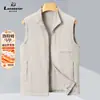 Colete térmico masculino com retenção de calor, gola alta para outono e inverno, aquecimento infravermelho distante, bolsos com zíper, estilo workwear, adequado para o trajeto, sem mangas