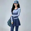 Nuevo Conjunto de Yoga para Mujer, Falso Dos Piezas, Manga Larga, Control de Abdomen, Adelgazante, Elástico, de Secado Rápido, para Correr por la Mañana, Entrenamiento de Gimnasio, Ropa Deportiva para Mujer