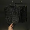 Conjunto de Colete Sem Manga Leopard Print Lantejoula Rasgado Leve de Luxo Transfronteiriço Conjunto de Duas Peças Shorts Casuais Moda Venda Quente Verão Masculino