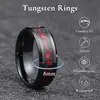 Anillo de Acero de Tungsteno de 8 mm de Venta Caliente Transfronteriza con Base Dorada e Incrustación Roja, Popular en Europa y América, Anillo para Hombre al por Mayor