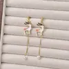 Moda Europea y Americana Pendientes Largos de Borla de Perla de Navidad Bastón de Caramelo Personalizado Reno Campana Árbol de Navidad Pendientes