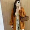 Otoño e Invierno Nuevo Estilo Coreano Estilo Perezoso Color Sólido Temperamento Chaqueta Cardigan de Punto Moda Femenina Versátil Suéter Top Tendencia