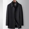 Casaco masculino de cashmere 2026 outono/inverno, com forro removível de plumas de ganso branco, adequado para homens de negócios de meia-idade, quente e estiloso