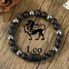 Pulsera Transfronteriza Nueva de Doce Constelaciones Piedra Volcánica Natural Pulsera Negra Retro Pulsera de Pareja Hecha a Mano Venta al por Mayor