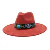 Aliexpress Amazon Otoño Top de Corazón de Gamuza Sombrero Fedora de Ala Ancha Sombrero Jazz de Ala Plana Sombrero de Caballero