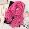 Moda Outono e Inverno Lenço Plissado Retrô Elegante Estiloso Gradiente Cor Sólida Lenço de Seda Amassado Aquecedor de Pescoço Lenço de Pescoço Versátil