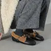 Zapatos Mary Jane de Felpa Artísticos Jk Pequeños de Cuero 2025 Piel de Vaca Lana de Cordero Tacón Bajo Grueso Lazo Piel Genuina Zapatos de Piel