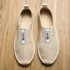 Zapatos de Lona de Verano para Hombre, Zapatos sin Cordones para Pareja, Zapatos de Lino y Paja para Hombre, Transpirables, Amortiguadores, Casuales y Versátiles