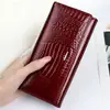 Bolsa de Mão Feminina de Couro Genuíno Transfronteiriça Russa, Bolsa de Pulso da Moda Feminina, Bolsa de Mão de Couro Bovino, Carteira Longa Feminina, Atacado