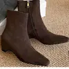 Botines de Punta Aguda para Mujer 2025 Nuevos Botines de Otoño e Invierno Estilo Francés Botines Delgados de Nicho para Mujer Botines Martin de Gamuza para Mujer