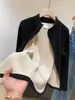 Moletom Estilo Americano com Forro de Lã e Ajuste na Cintura para Mulheres, Outono e Inverno, Gola Alta Pequena, Jaqueta Casual Esportiva da Moda de Manga Longa, Top Quente Espesso de Lã