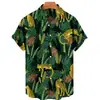 Camisa de Moda Europea y Americana Transfronteriza para Hombre Estilo Nuevo Estampado Digital 3D Hawaiana Casual de Manga Corta Cárdigan Superior