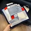Pañuelo de Seda 70 Cuadrado Moda Coreana de Alta Gama Versátil Profesional Seda Sintética Pequeño Pañuelo de Cuello Estampado Retro Pañuelo de Seda para Mujer