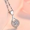 Collar con colgante de circonita incrustada en forma de gota de amor bañado en plata de moda para mujer, colgante de lujo con forma de corazón de diamante artificial