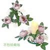 Guirnalda de Candelabros de Eucalipto Decoración Navideña Guirnalda Círculo de Cera Rosa Accesorios para Ventana Mesa de Comedor Arreglo de Boda Flores Artificiales