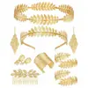 El Set Más Vendido de Amazon de Diadema, Aretes y Pulsera de Moda con Forma de Hoja, Accesorios Exquisitos para el Cabello de Novia Europeos y Americanos para Mujeres