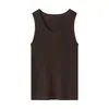Colete de Tricô Listrado de Lã Fina para Mulheres, Camada Base Sem Mangas de Verão Slim Fit, Top Redondo Respirável Emagrecedor