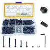 Juego de Caja Transfronteriza M2M3M4M5M6 de 12.9 Grado de Tornillos Hexagonales de Cabeza de Copa de Zinc Negro, Tuercas y Arandelas Planas
