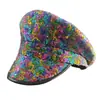 Gorra Cálida de Cuero Colorida Transfronteriza Azul Marino Sombrero de Capitán de Copa Plana Gorra para Fiesta en Yate Gorra de Marinero Bordada Decorativa