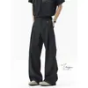 Pantalones de traje grises fluidos de pierna ancha para mujeres y hombres, primavera vintage cleanfit de alta gama rectos ajustados casuales