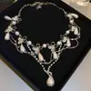 Collar de Perlas con Lazo de Nuevo Estilo Transfronterizo Europeo y Americano, Cadena para Suéter de Estilo de Nicho de Lujo Ligero, Accesorio Exquisito y de Moda