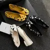 Zapatos de Salón Bajos de Lunares Amarillos Retro para Mujer 2026 Nuevo Estilo Zapatos de Ballet con Faldas, Zapatos Mary Jane de Tacón Grueso para Viaje de Negocios para Mujer