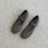 Novedad Otoño 2026 Estilo Francés Casual Poco Profundos Puntera Redonda Zapatos de Abuela para Mujer, Mocasines Mary Jane Planos sin Cordones para Mujer