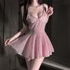 Yishengxian Lencería Sexy para Mujer Uniforme Brillante de Discoteca Vestido con Liguero Tentación Conjunto de Pijama Sexy Gratis